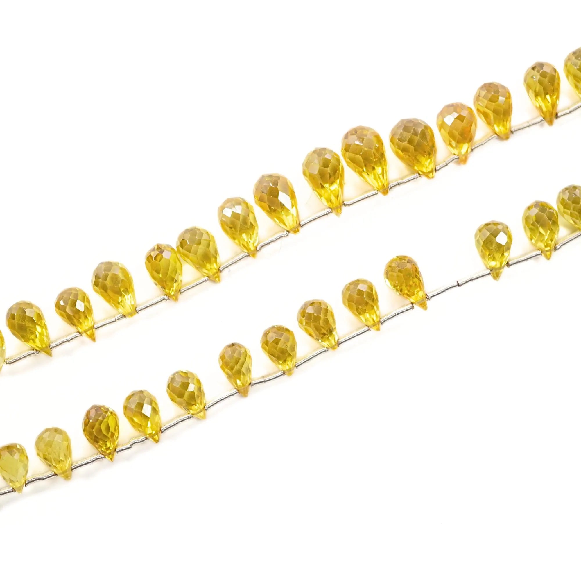 Yellow Quartz Faceted Teardrop Shape Gemstone Strand Beads