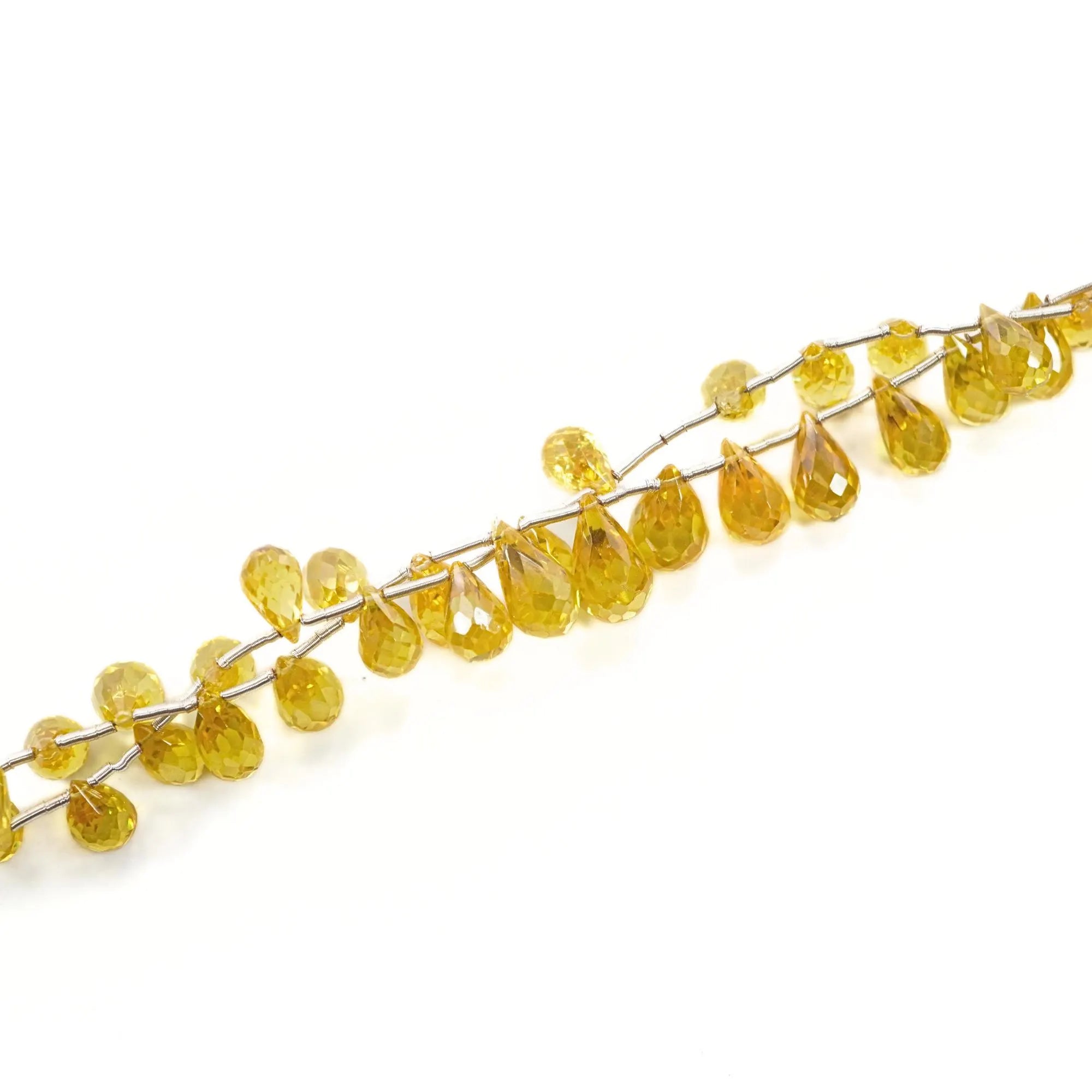 Yellow Quartz Faceted Teardrop Shape Gemstone Strand Beads