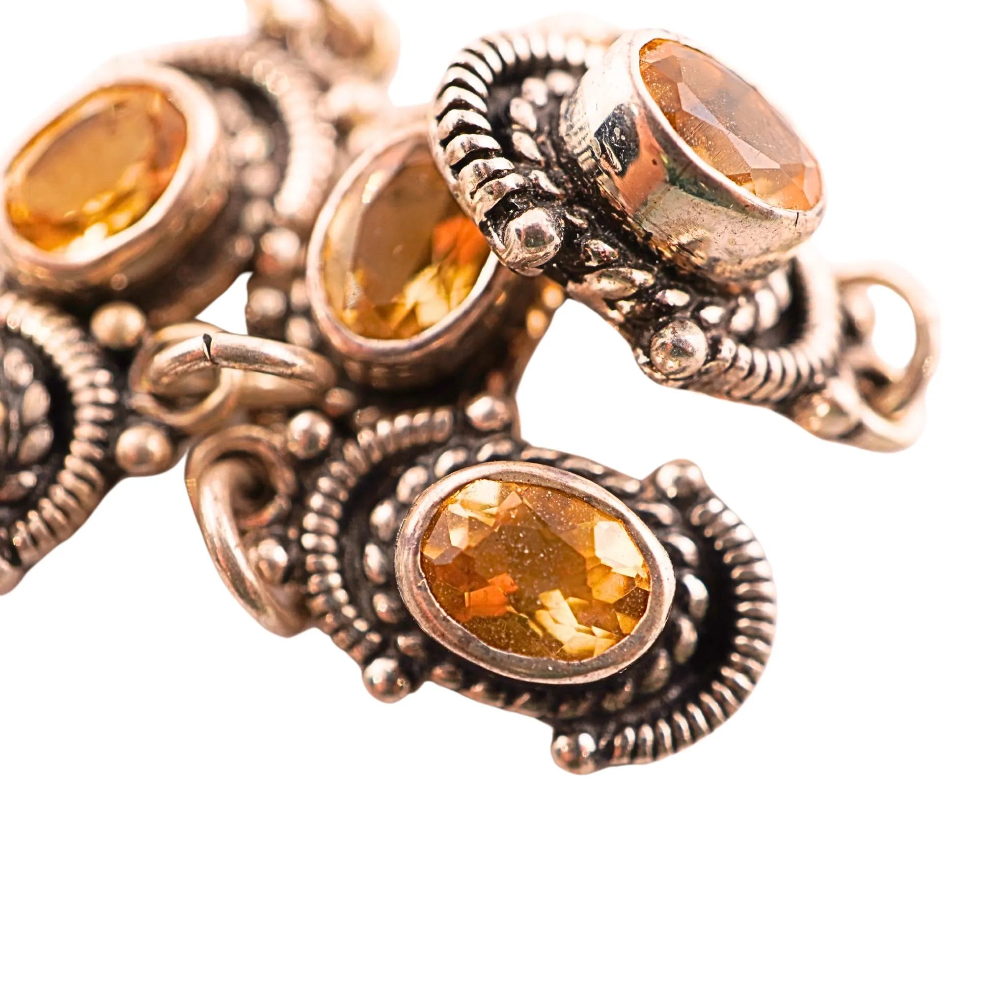 Yellow citrine handmade silver pendant