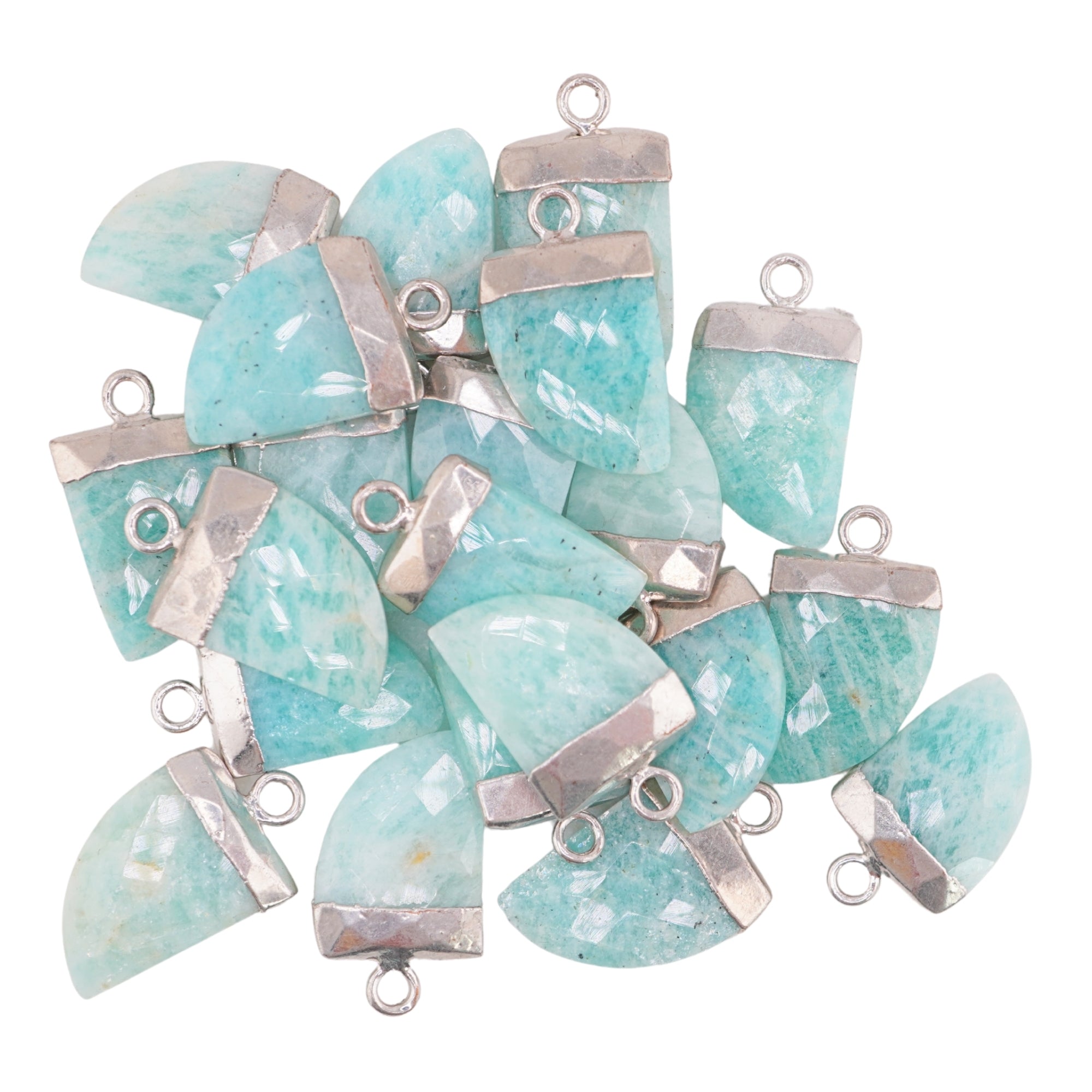 amazonite horn pendant silver plated