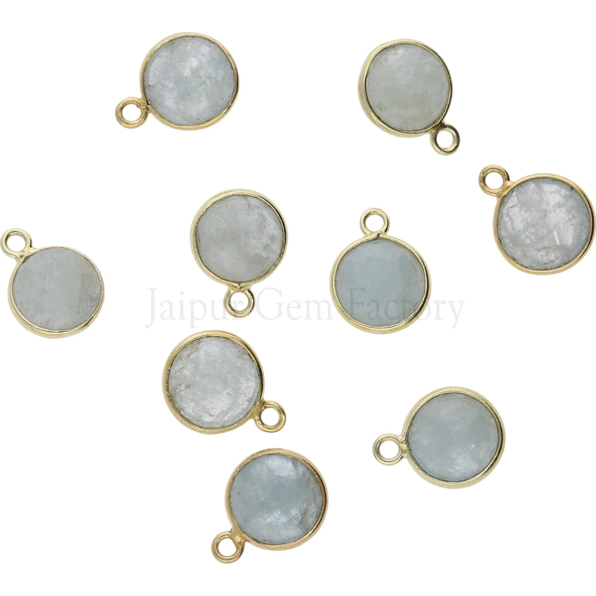 aquamarine pendant coin shape sterling silver bezel set