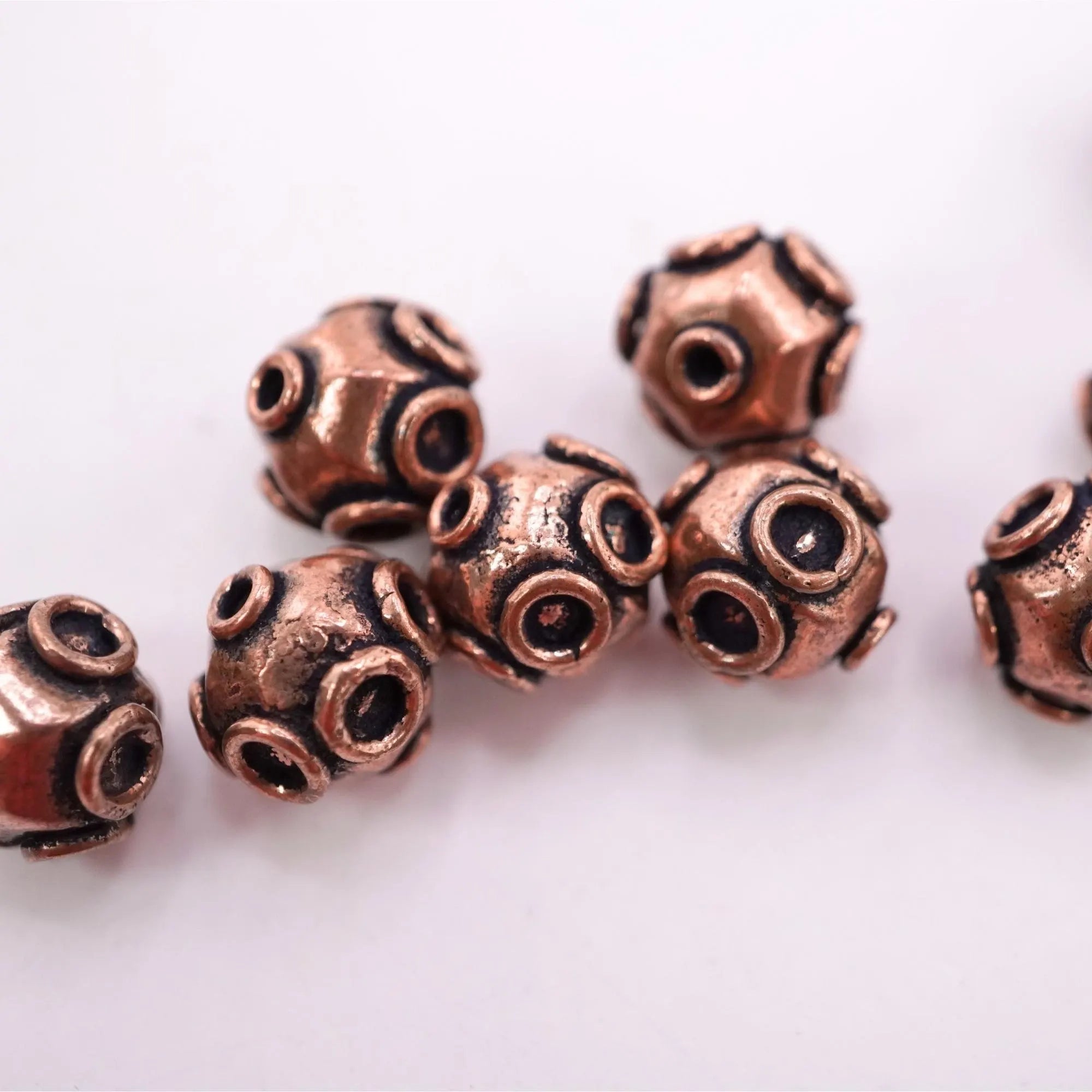 artisan copper Bali beads set