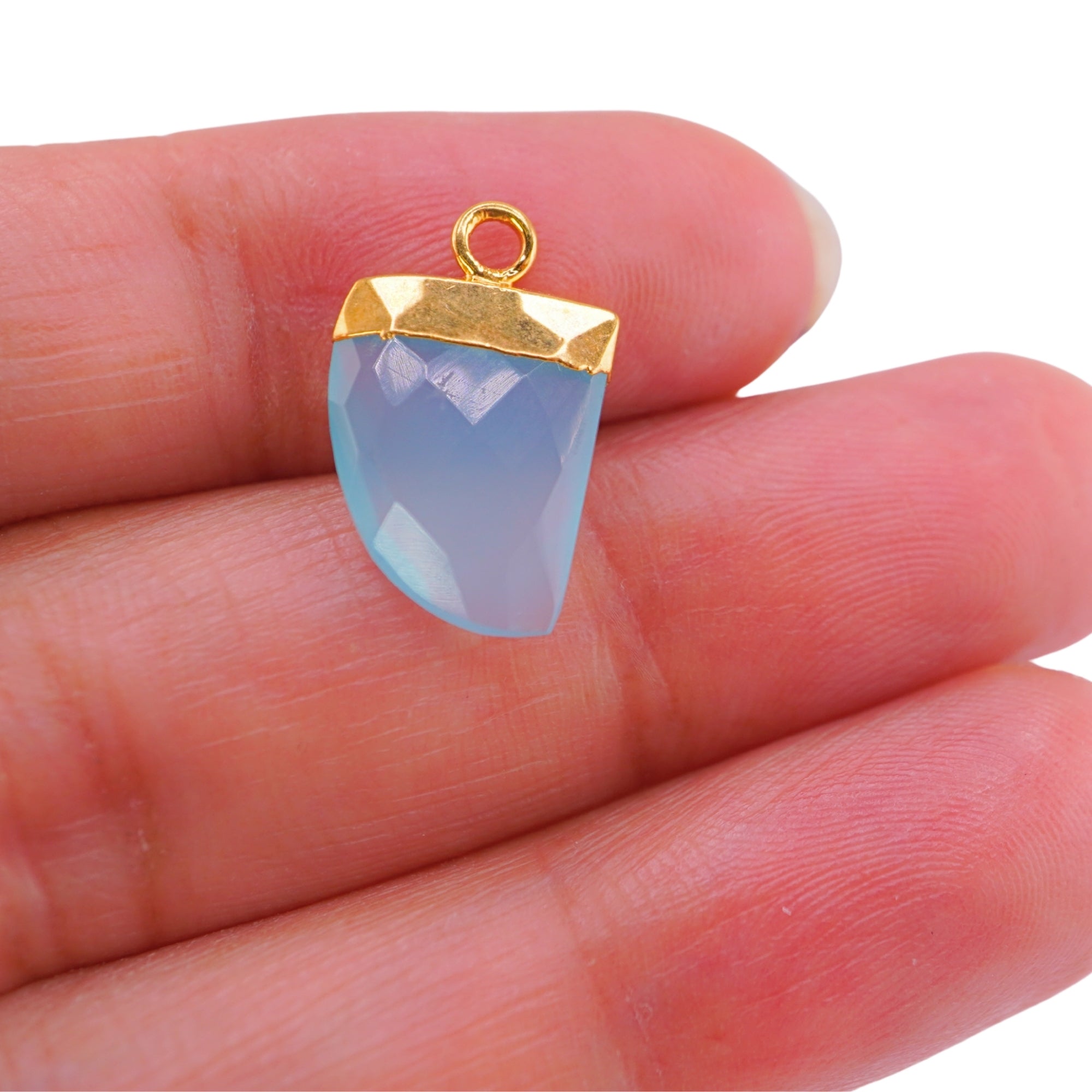 blue chalcedony gemstone pendant for jewelry making