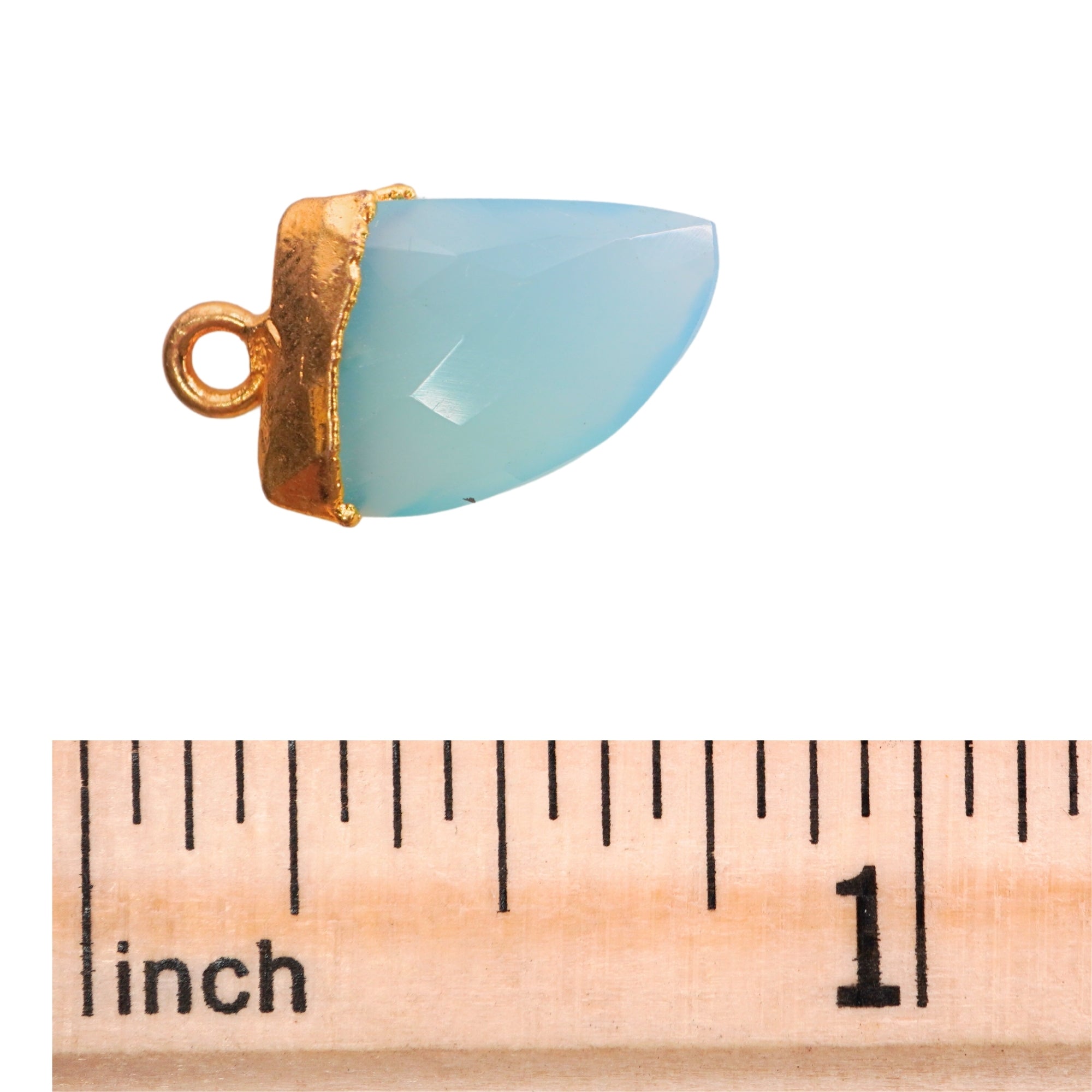 blue chalcedony horn pendant gold plated