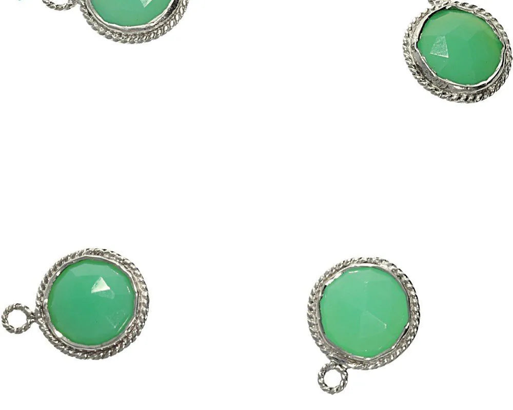 chalcedony gemstone twisted wire bezel charm