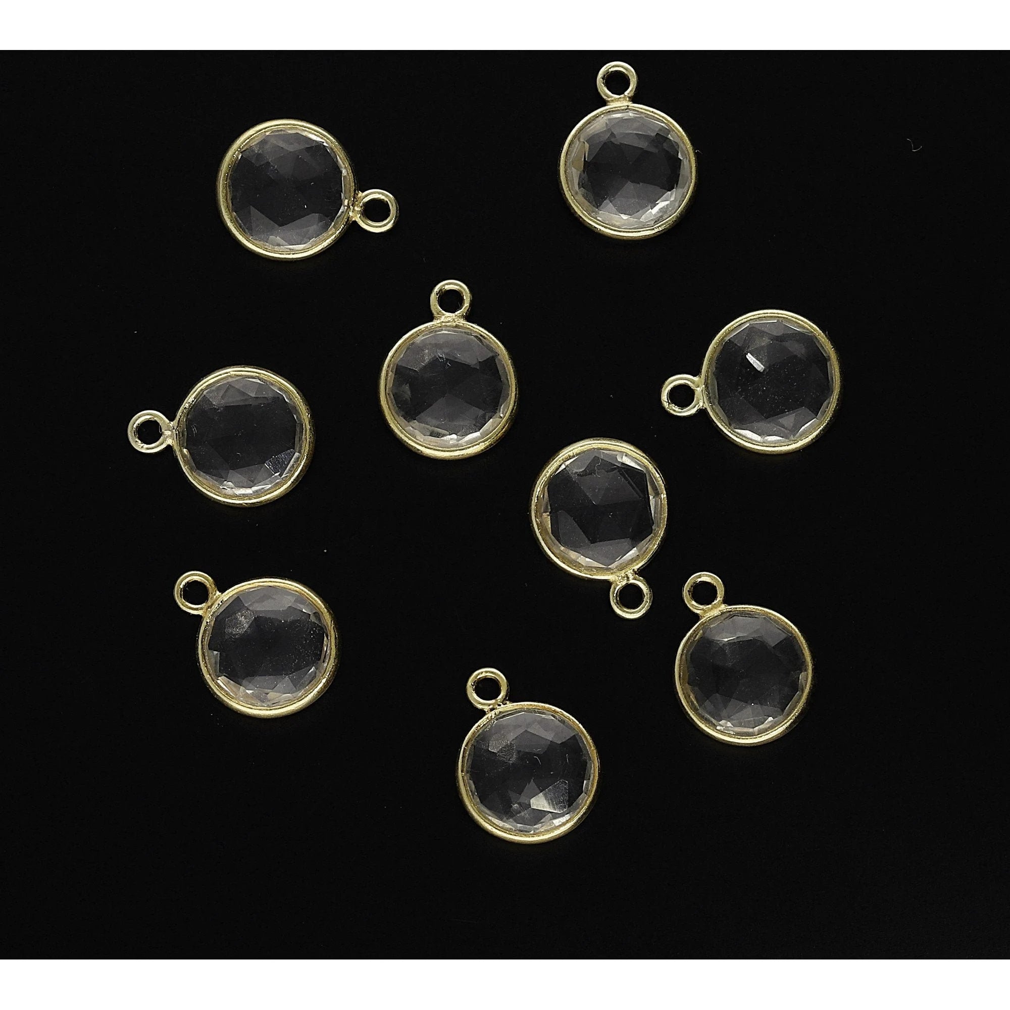 crystal quartz coin gold pendant