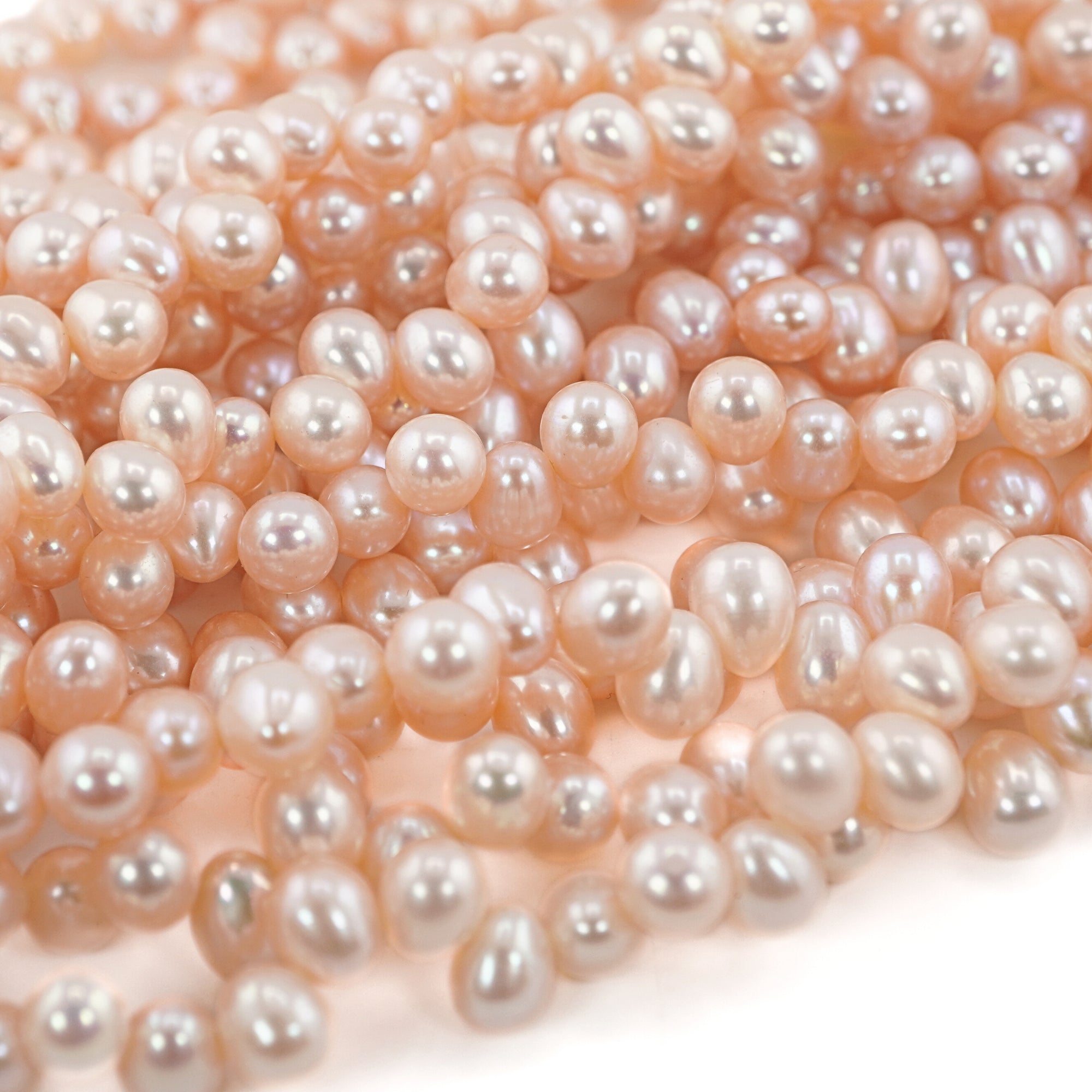 freshwater peach pearl closeup