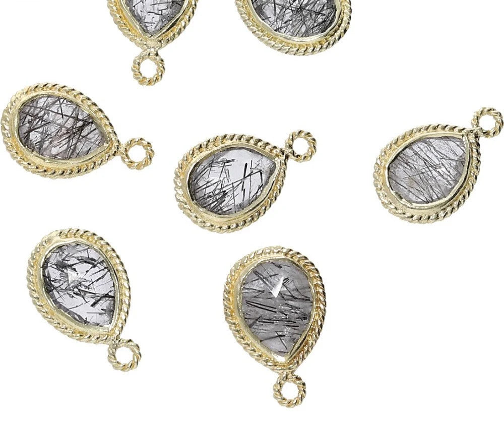 gold-plated quartz gemstone pear pendant