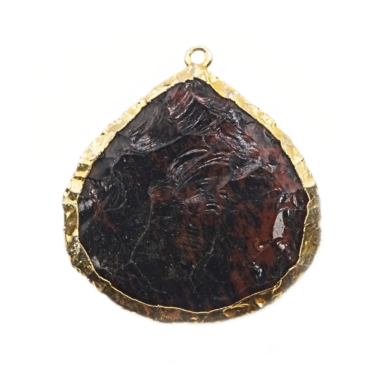 gold electroplated mahogany gemstone pendant