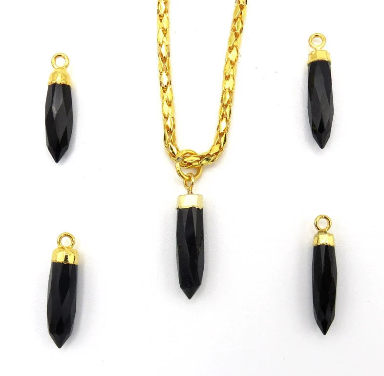 gold plated black onyx bullet charm
