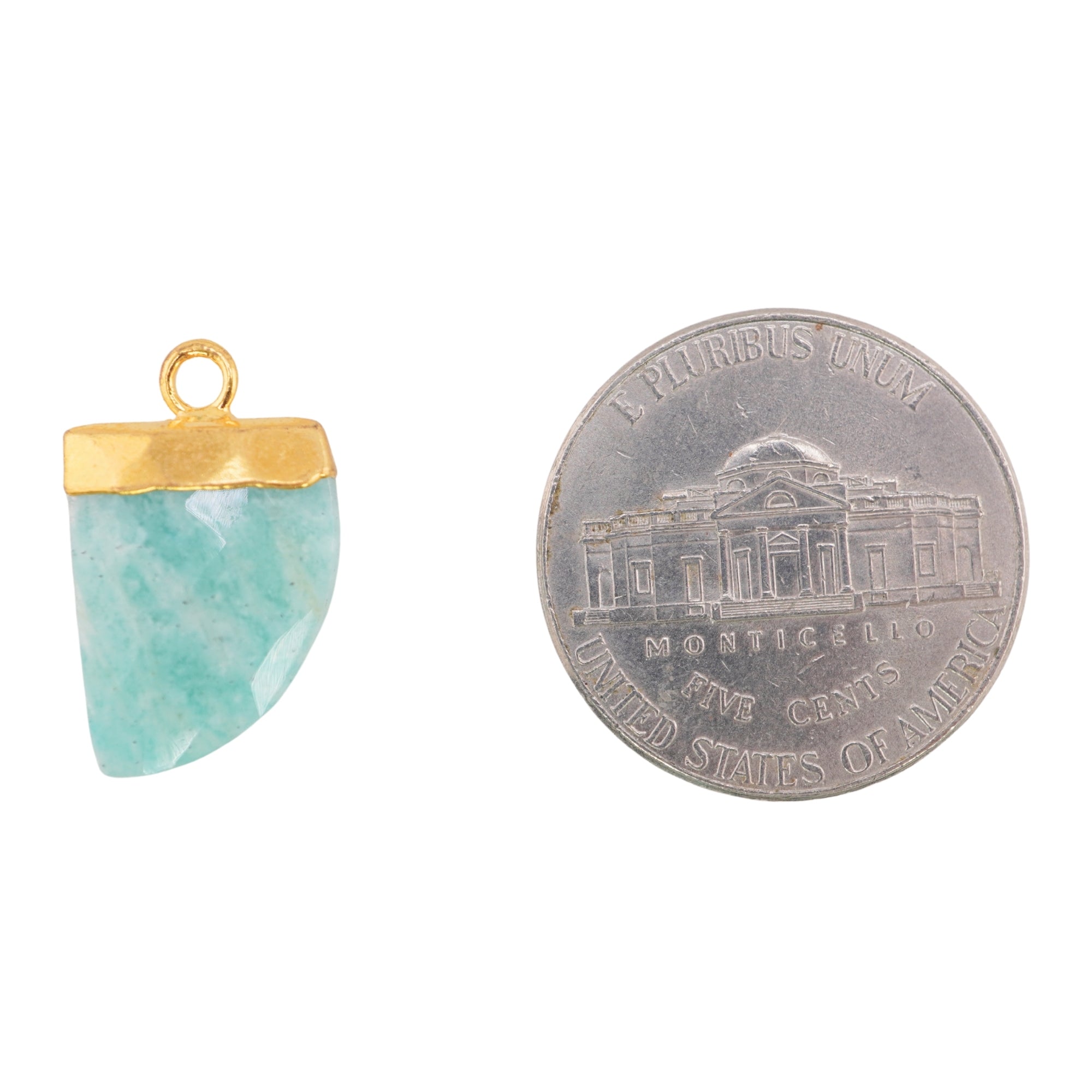 handcrafted gold plated amazonite horn pendant