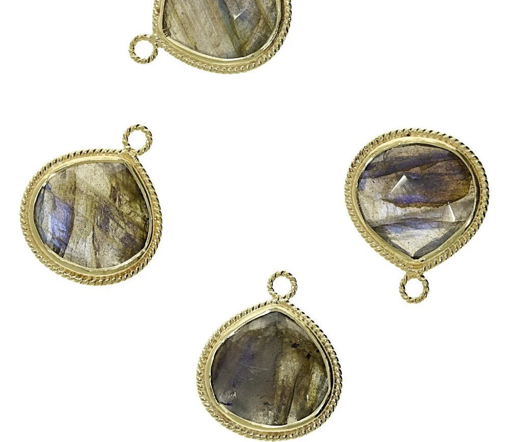 handmade gold heart pendant with labradorite