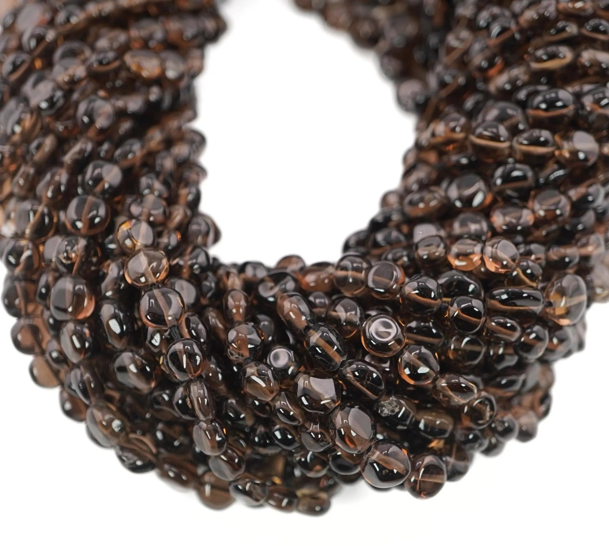Smokey Quartz Smooth Coin Shape Gemstone Strand Beads