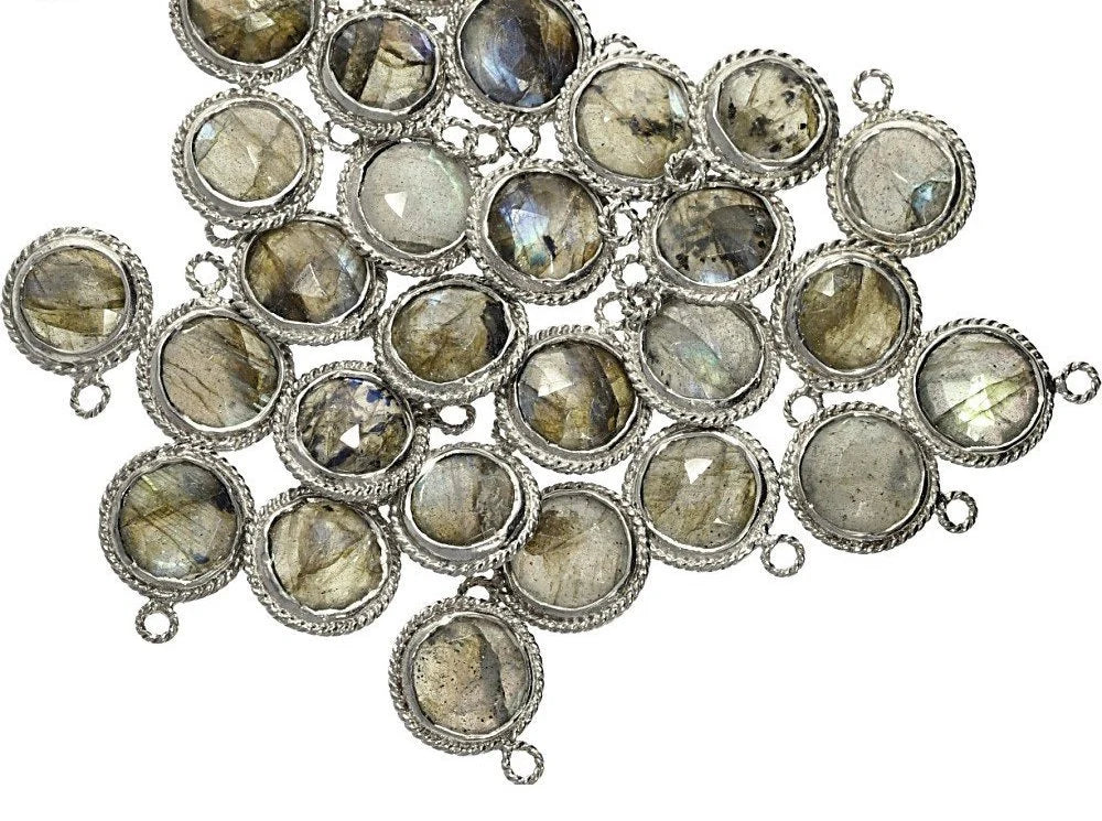 labradorite coin gemstone pendant