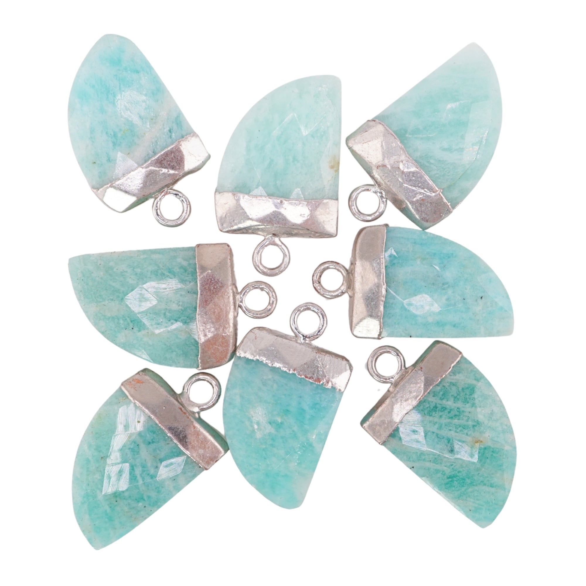 natural amazonite gemstone pendant silver finish