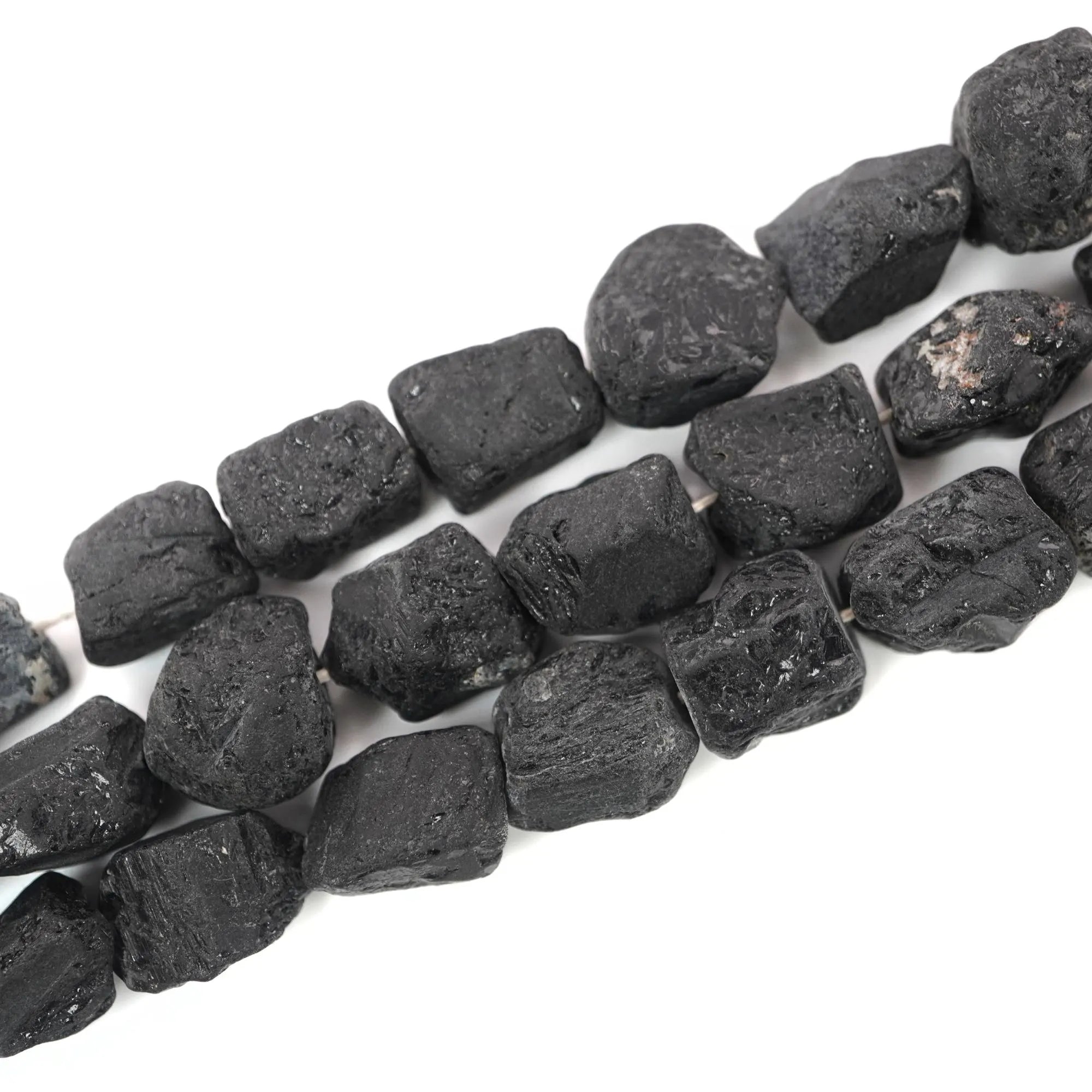 natural black tourmaline gemstone strand