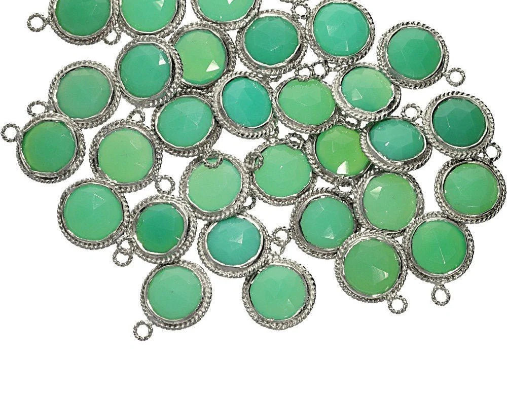 natural chrysoprase gemstone coin pendant