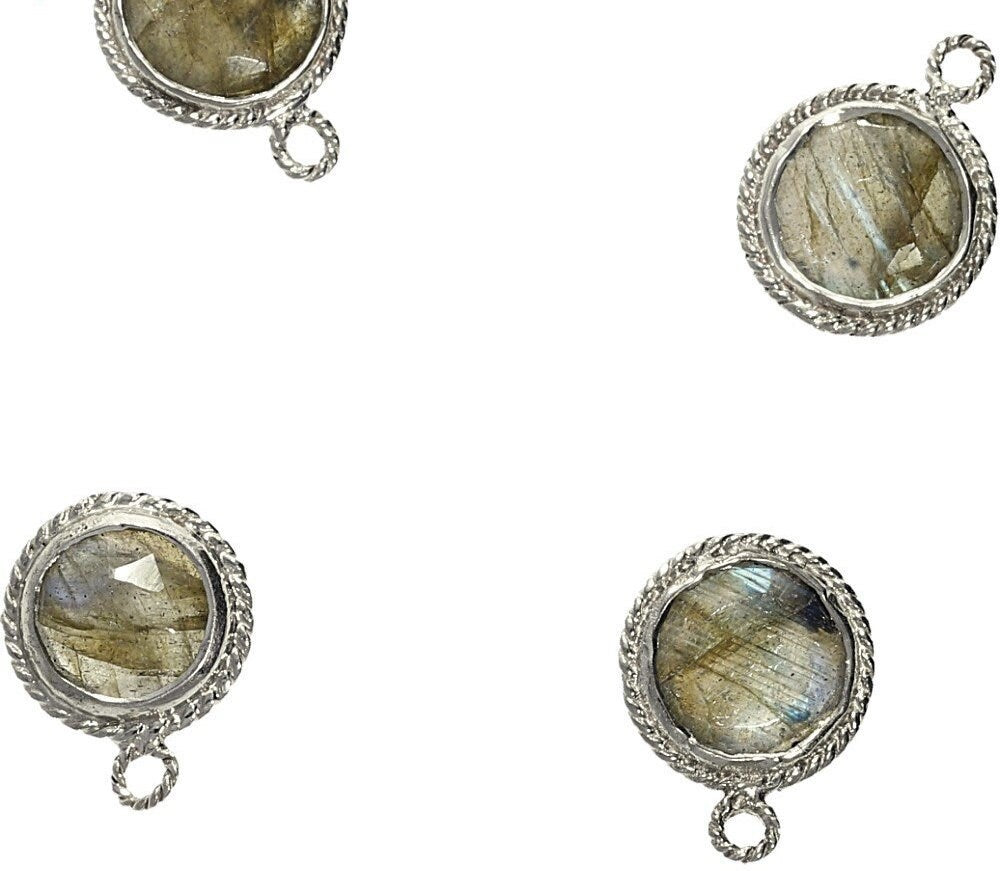 natural labradorite gemstone twisted bezel charm