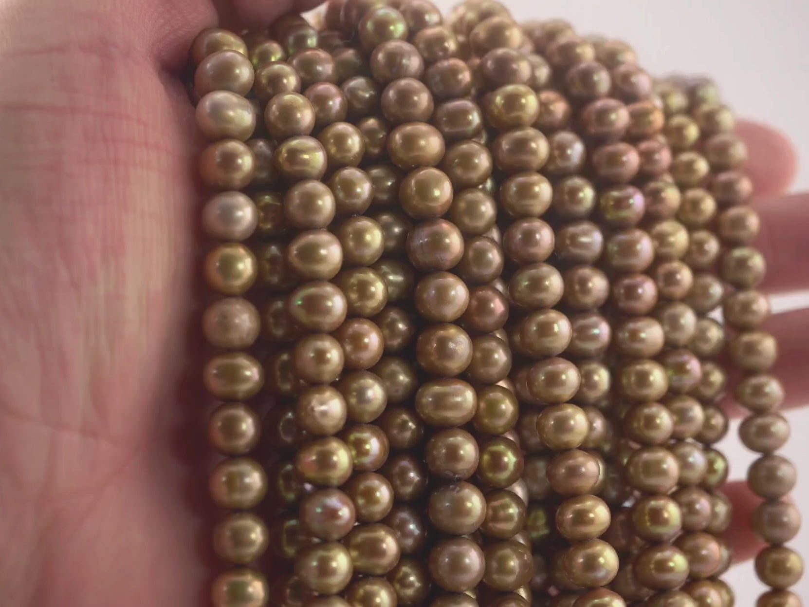 Golden pearls 9x7 to 6x7 mm strand