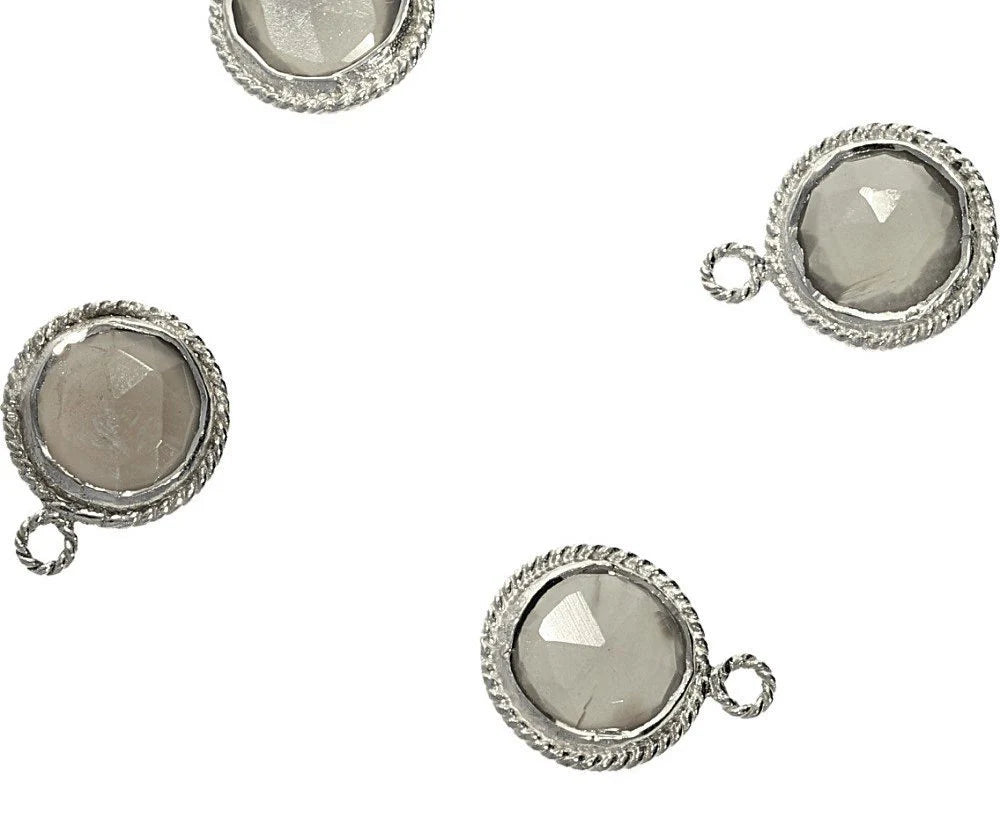 rhodium plated moonstone charm pendant