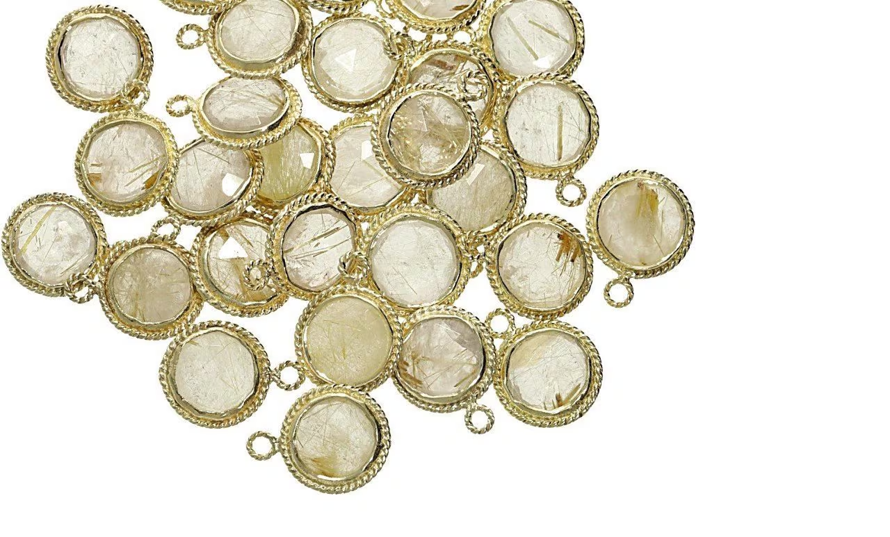 rutilated quartz gemstone pendant for necklace making