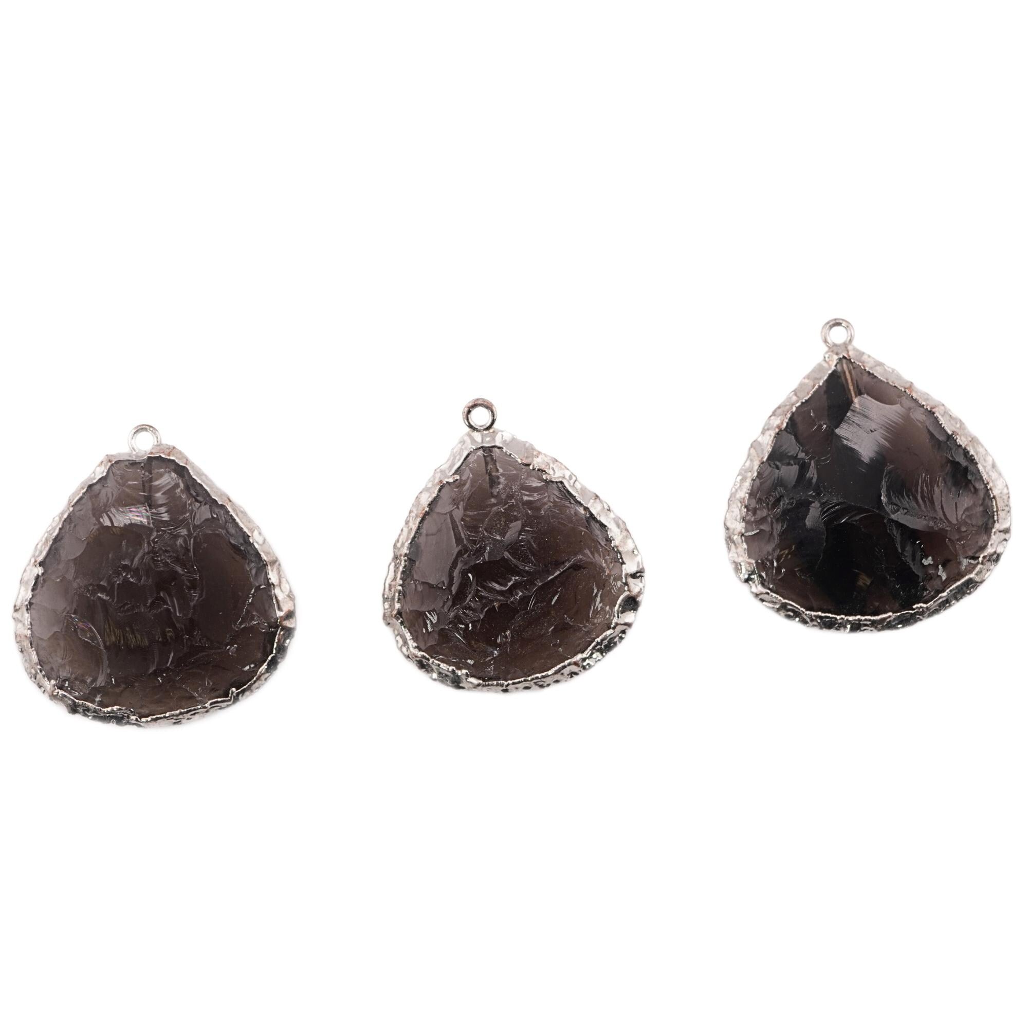 silver electroplated smoky quartz pendant