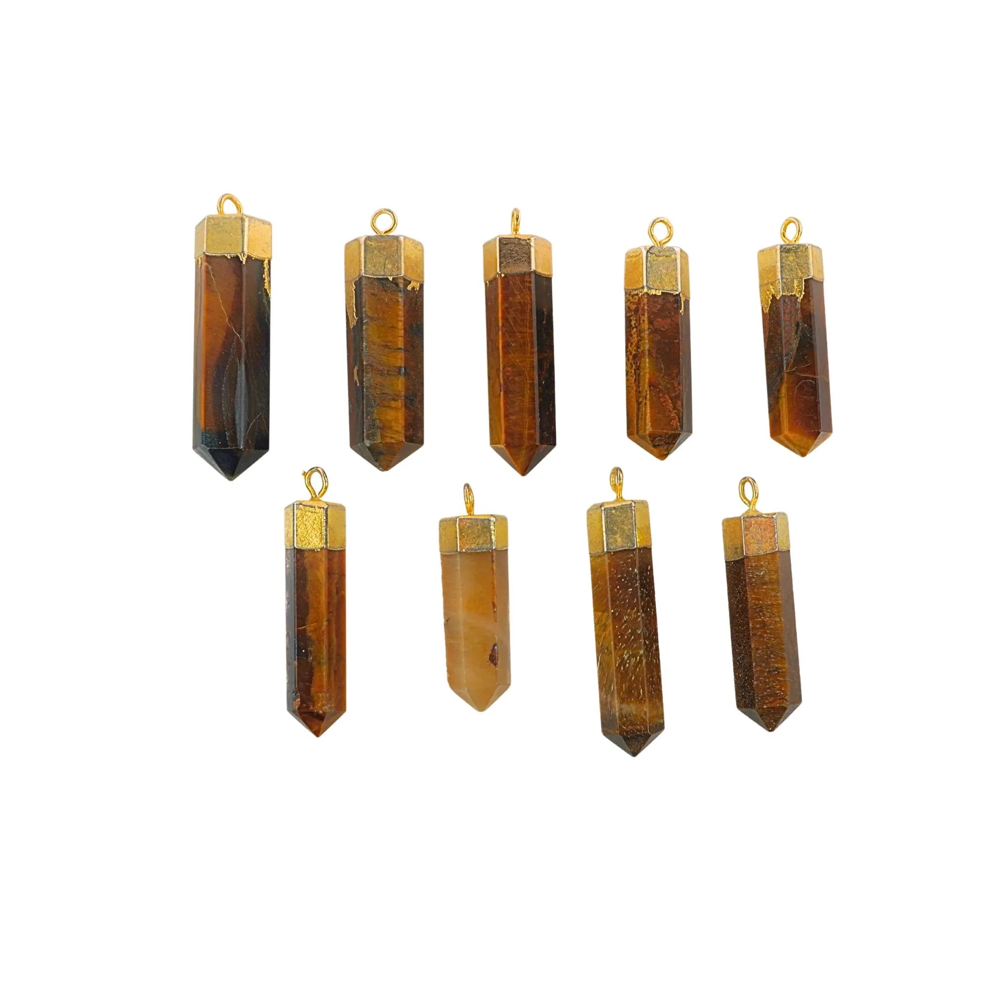 tiger eye gemstone bullet charm pendant