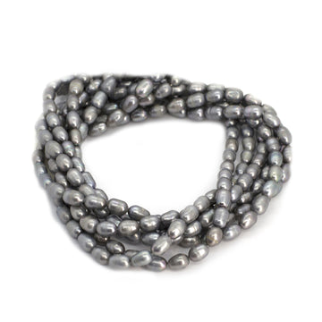 10x7 MM gray freshwater oval pearl strand
