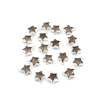 Smoky Quartz Star Shape 10 To 11 MM Silver Electroplated Pendant (Set Of 2 Pcs)