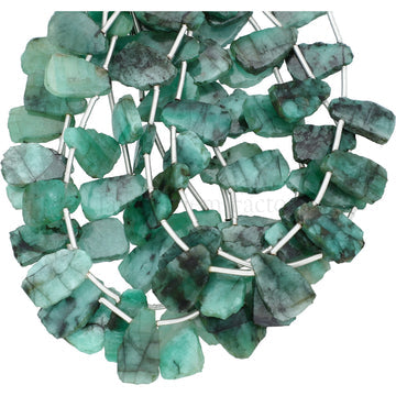 Raw Emerald Uneven Slice Beads