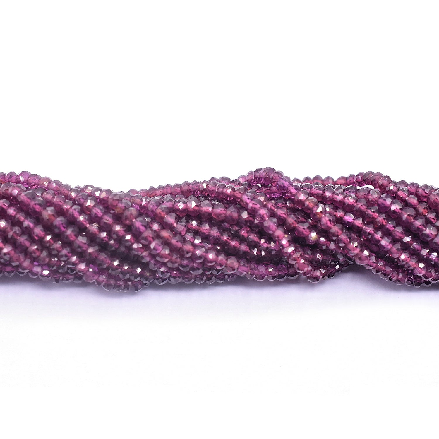 Rhodolite Garnet 3 To 4 MM Faceted Rondelle Shape Beads Strand - Jaipur Gem Factory