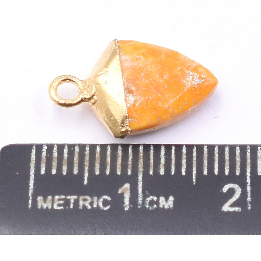 Vibrant Bumble Bee Jasper Shield shaped pendant with gold detailing