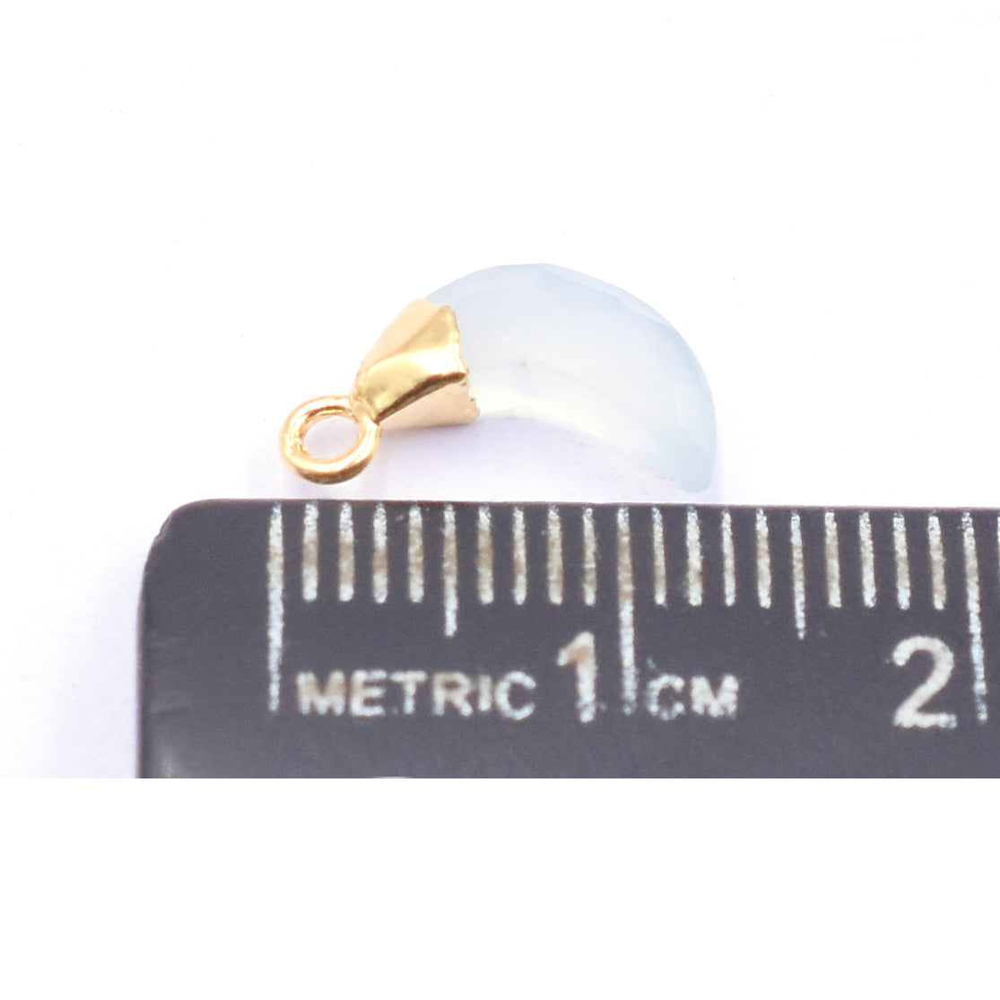 Electroplated gold aqua chalcedony barrel connector