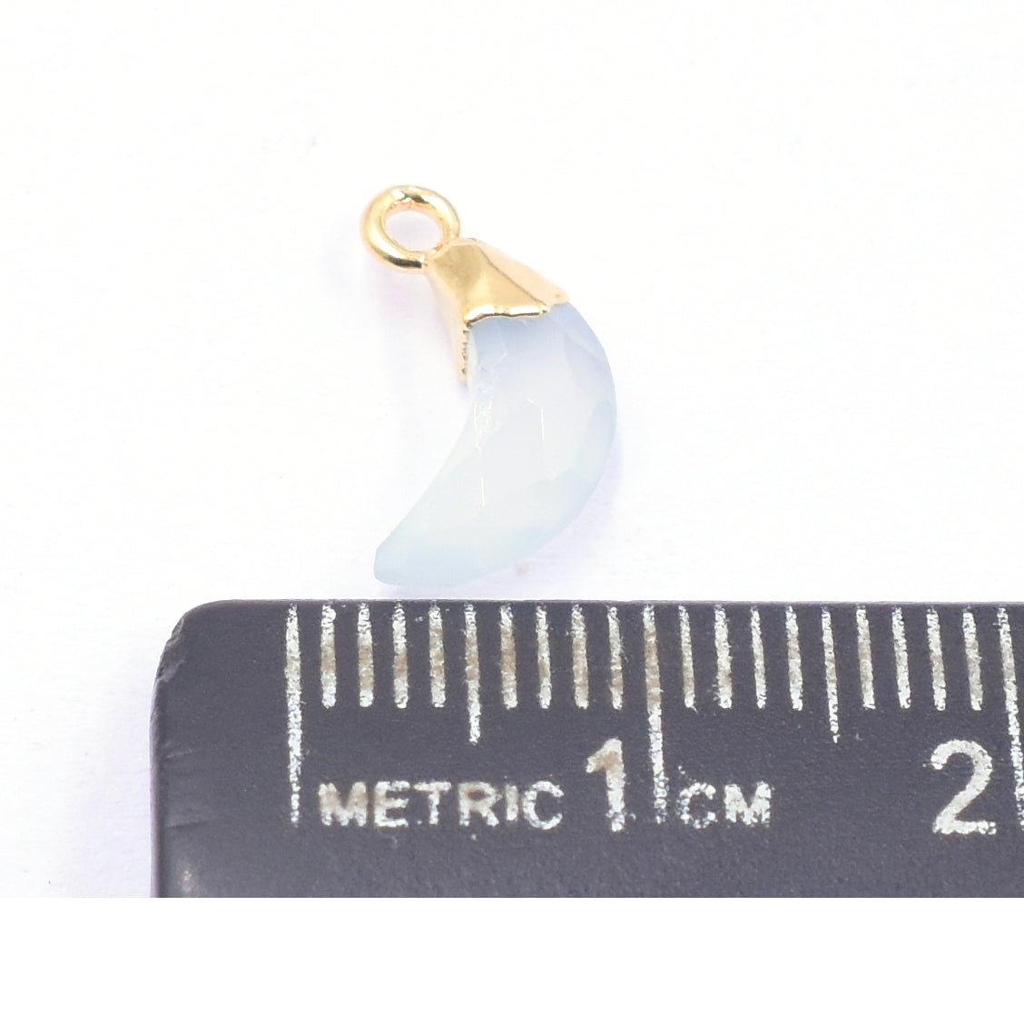 Barrel shaped aqua chalcedony with gold plating