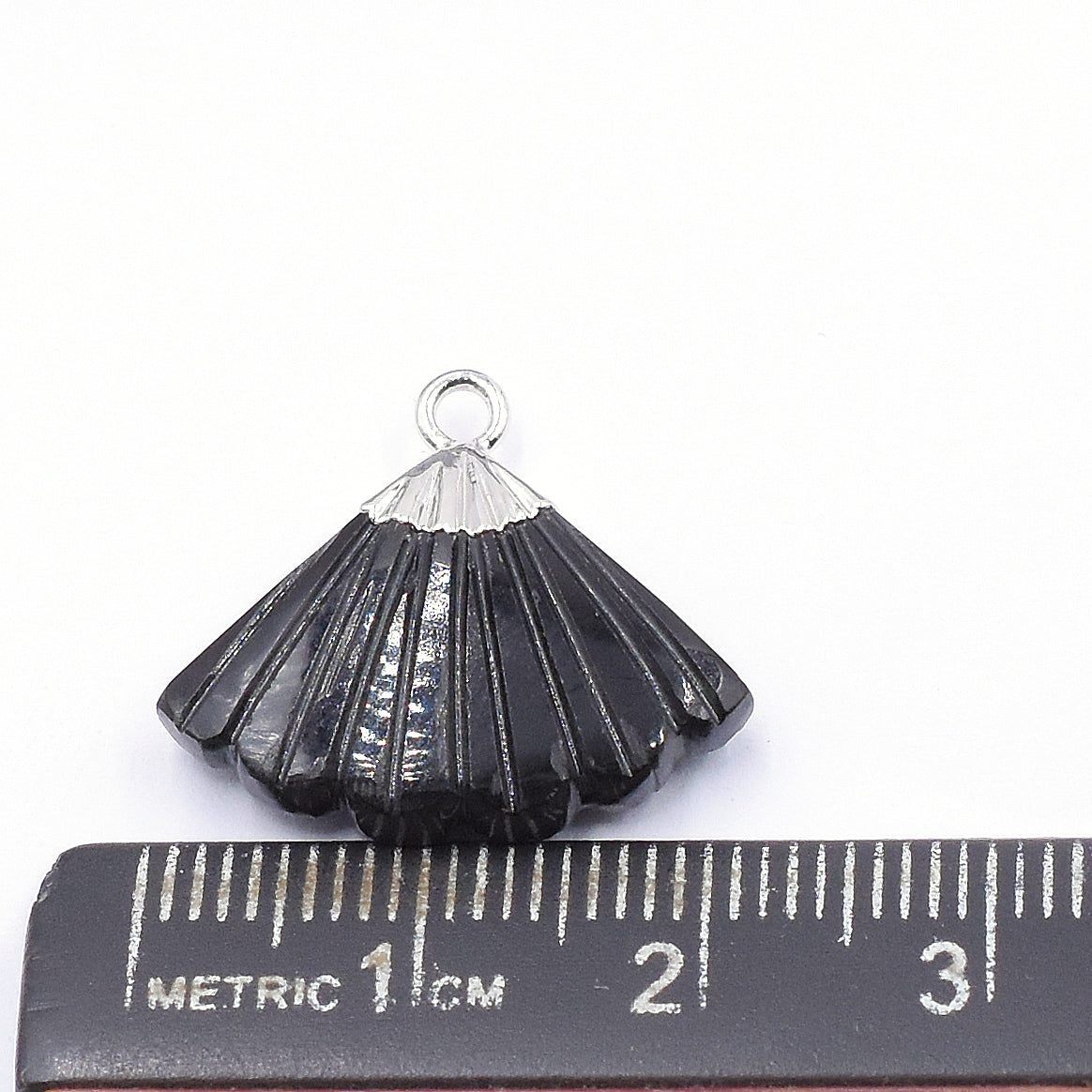 19MM Black Onyx Pendant Silver Electroplated