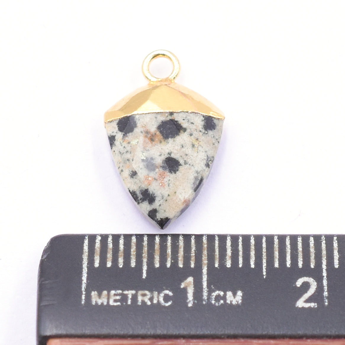 Dalmatian Jasper Shield pendant in gold frame
