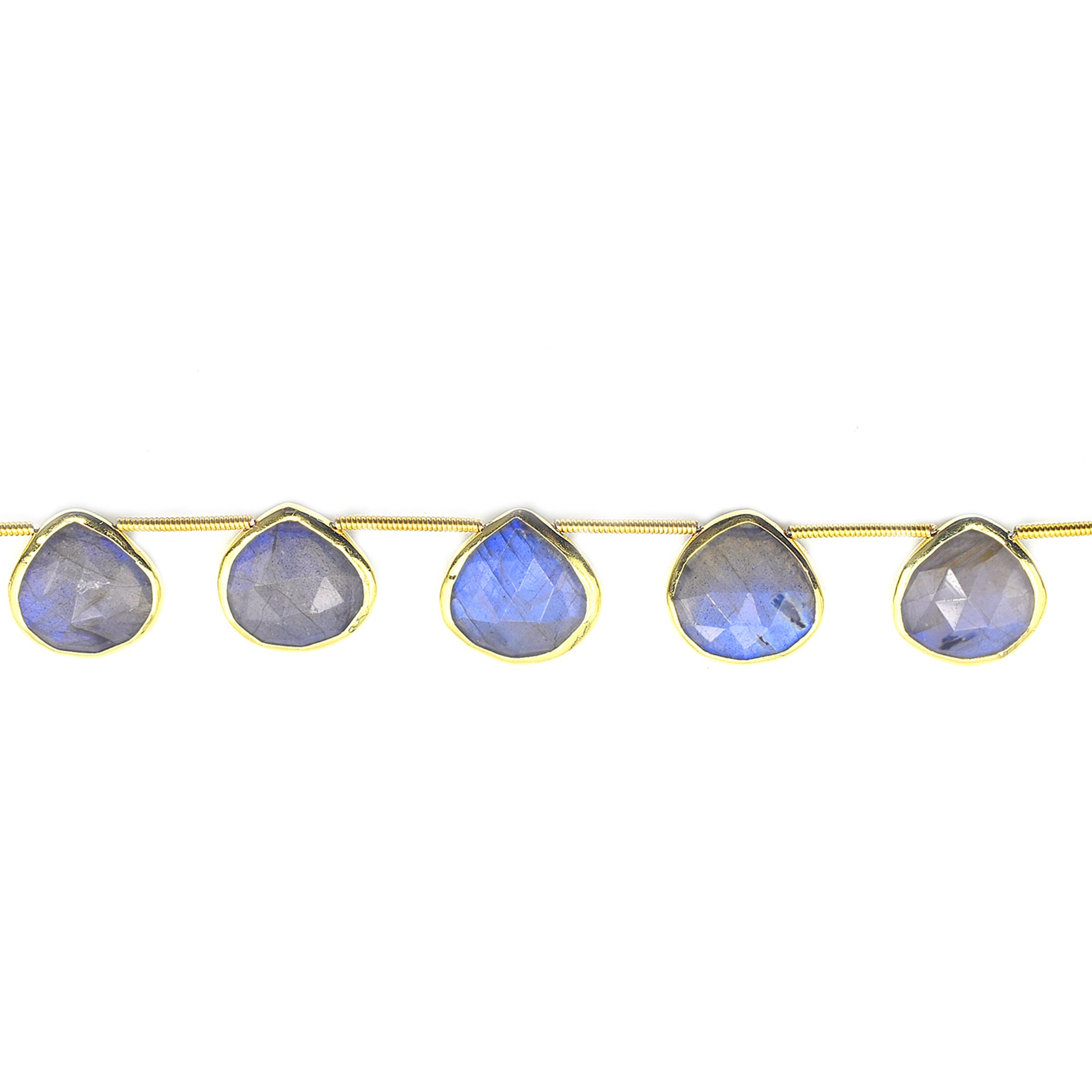 Silver vermeil labradorite heart-shaped jewelry strand