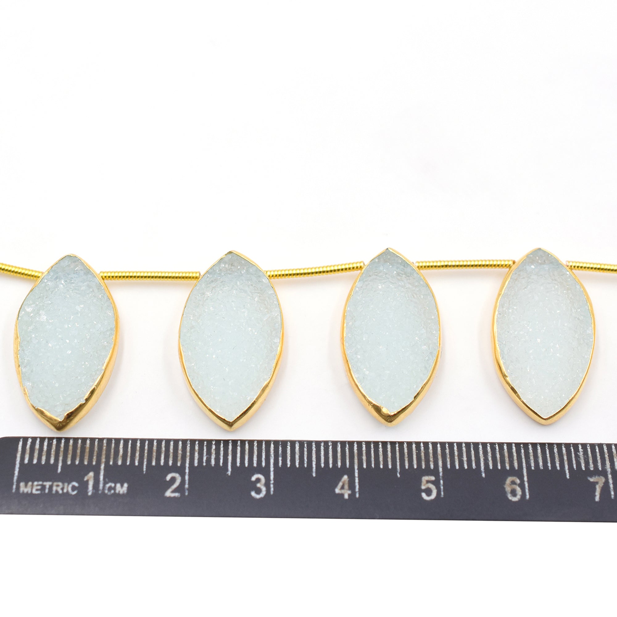 Aqua druzy strand with vermeil