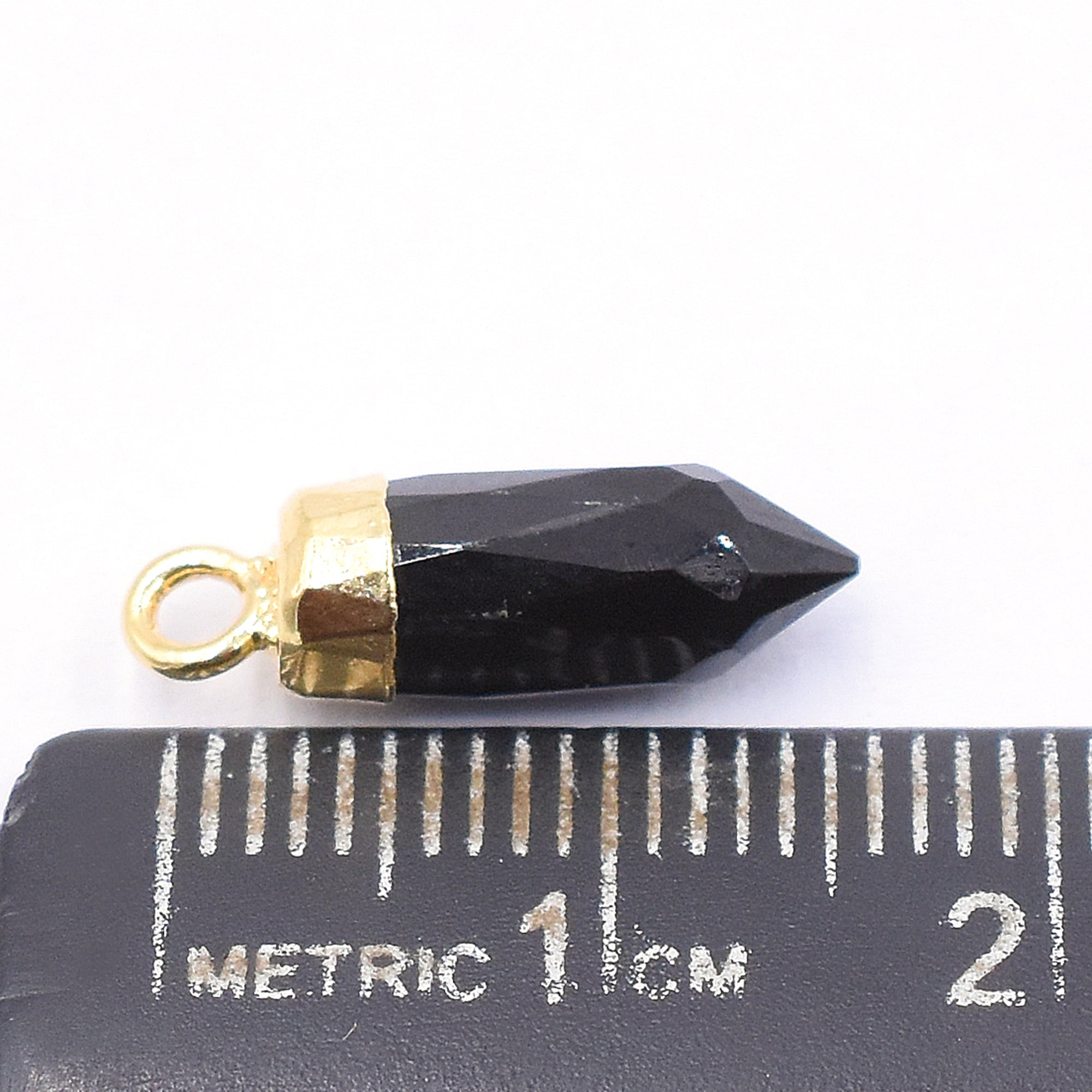 Bullet black onyx pendant in gold electroplated setting for a classic look