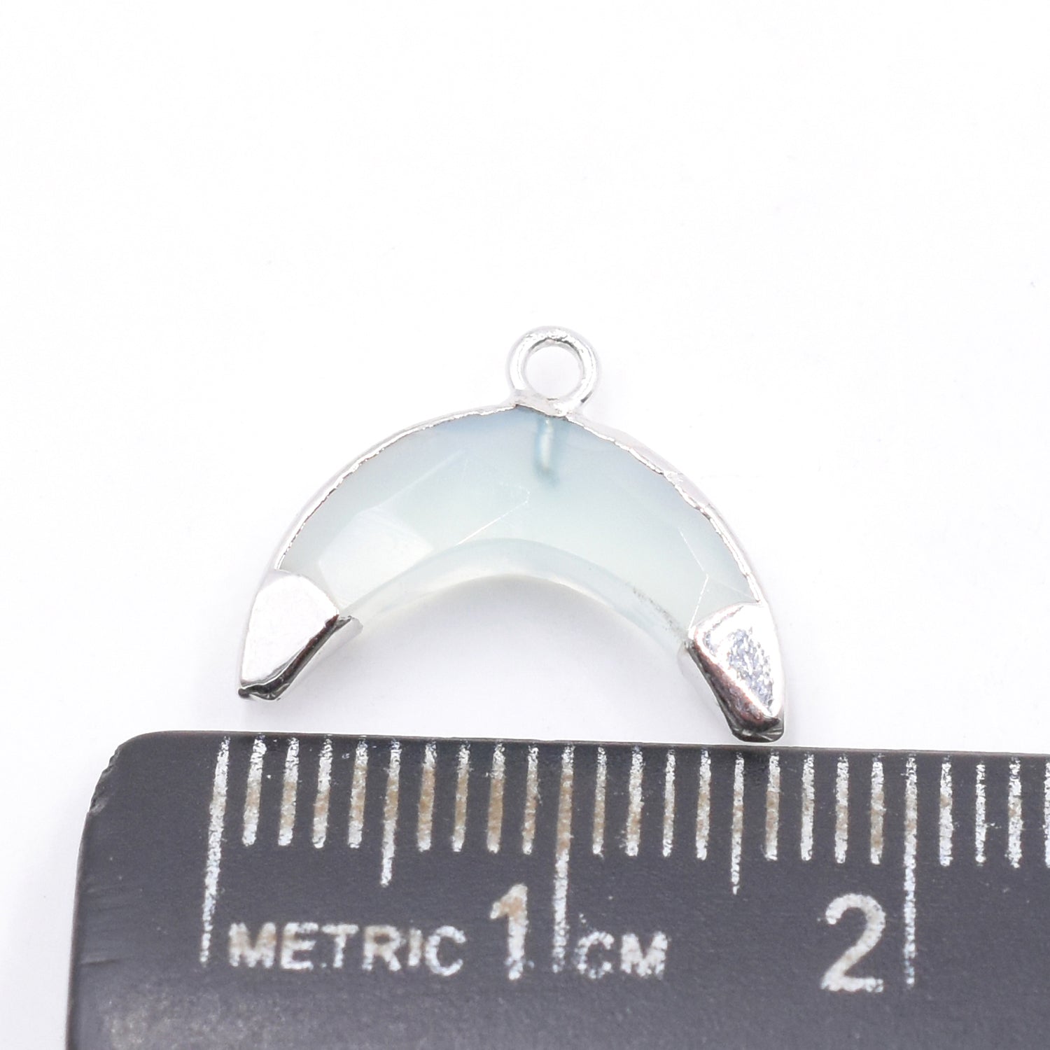 Gold edged aqua chalcedony barrel connector