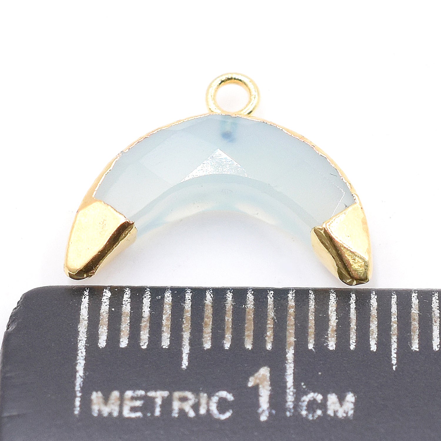 Gold edged aqua chalcedony barrel connector