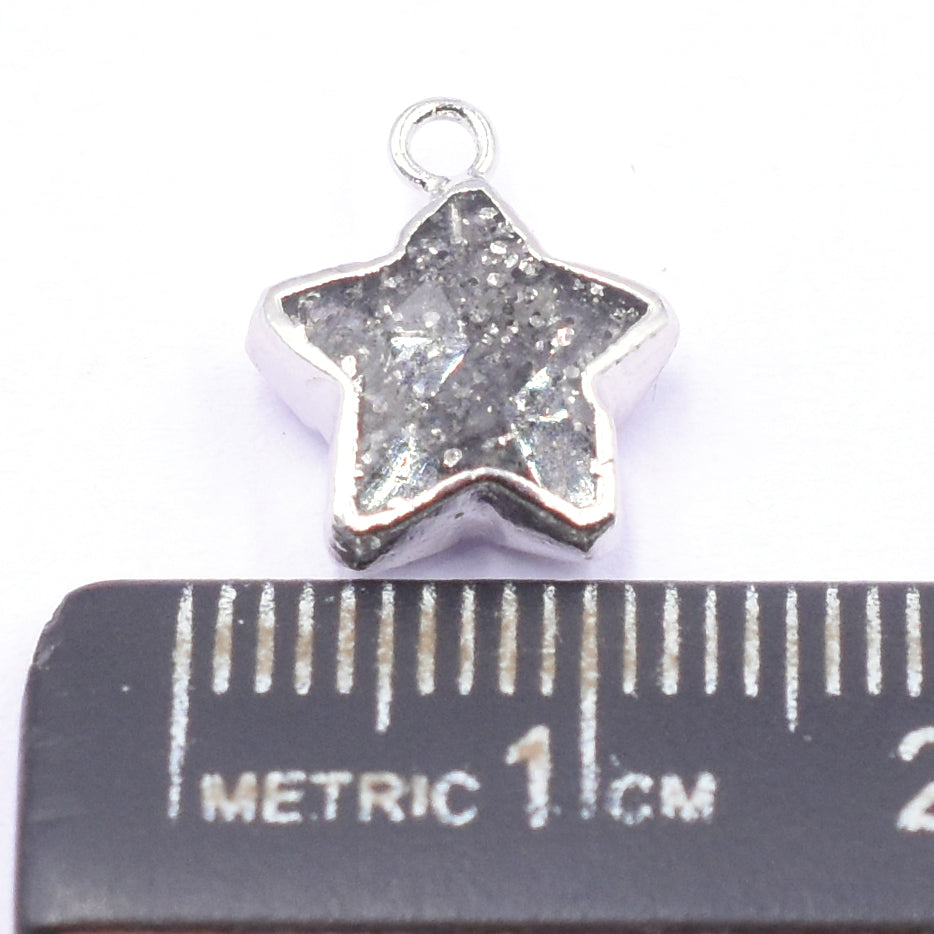 Silver electroplated Black Sunstone pendant in star shape