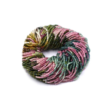 Multi Color Tourmaline 2 MM Faceted Rondelle Shape Beads Strand - Jaipur Gem Factory