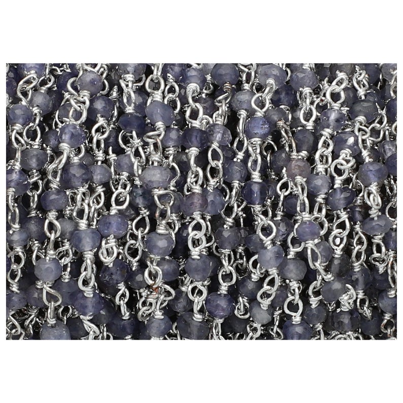 3-4MM Iolite Beads Silver Plated Chain