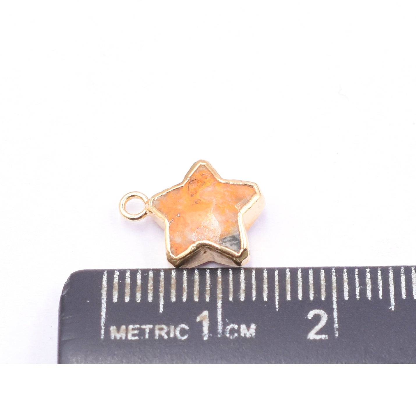 Vibrant Bumble Bee Jasper star shaped pendant with gold detailing