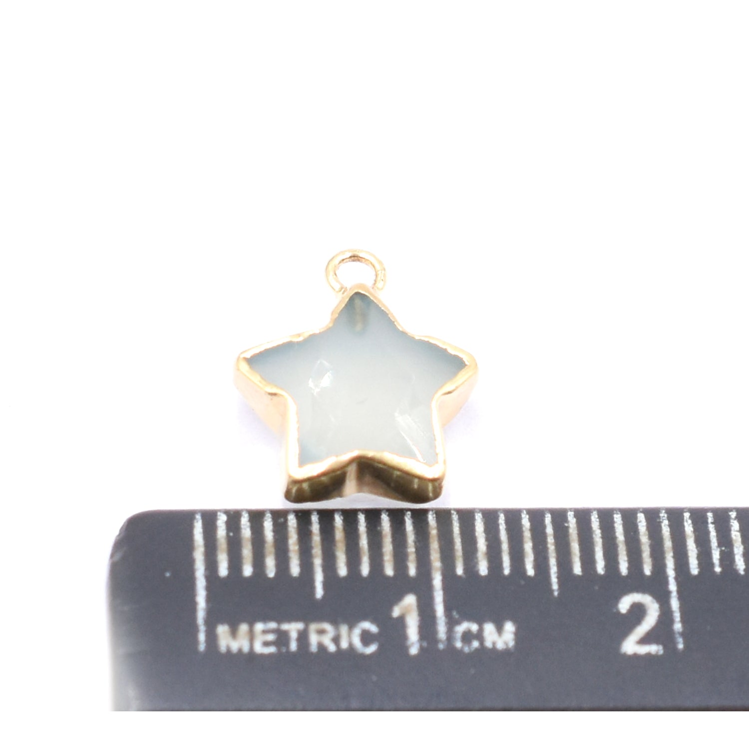 Gold edged aqua chalcedony barrel connector