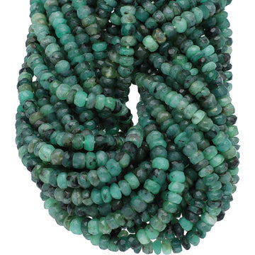 4.5-5MM Raw Emerald Faceted Rondelle Beads