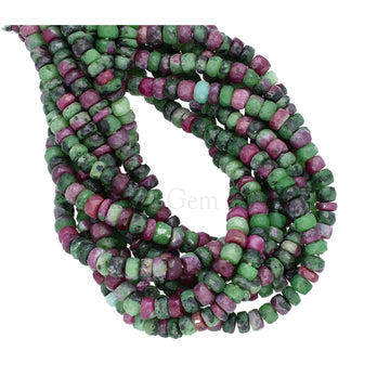 Ruby Zoisite Faceted Rondelle Beads