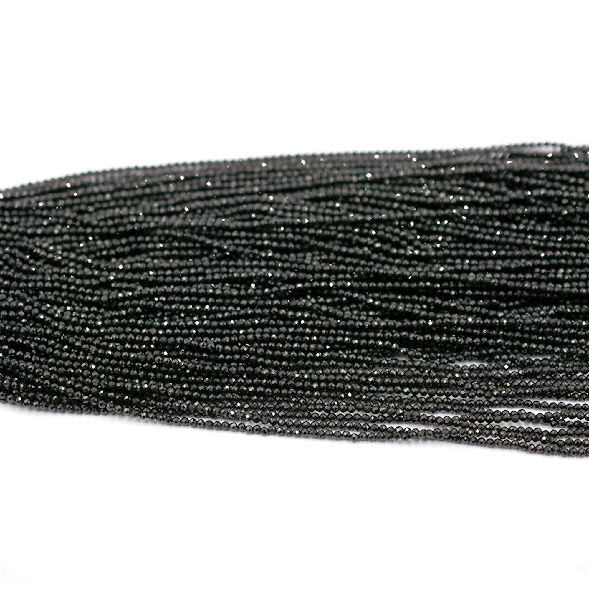 Black Onyx Faceted Rondelle Shape Beads Strand - Jaipur Gem Factory