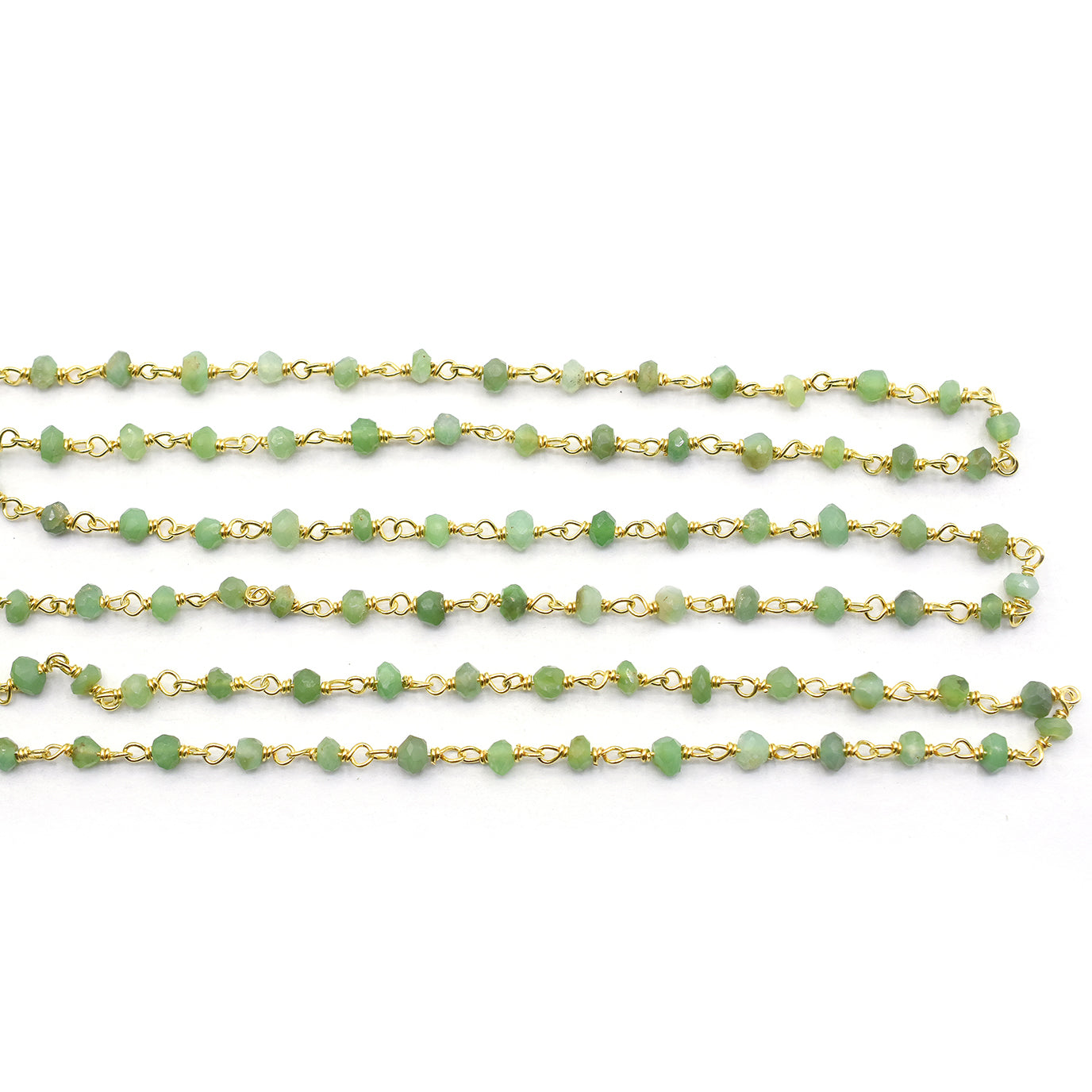 Chrysoprase Faceted Rondelle Sterling Silver Vermeil Rosary Wire Wrap Chain Sold by Foot